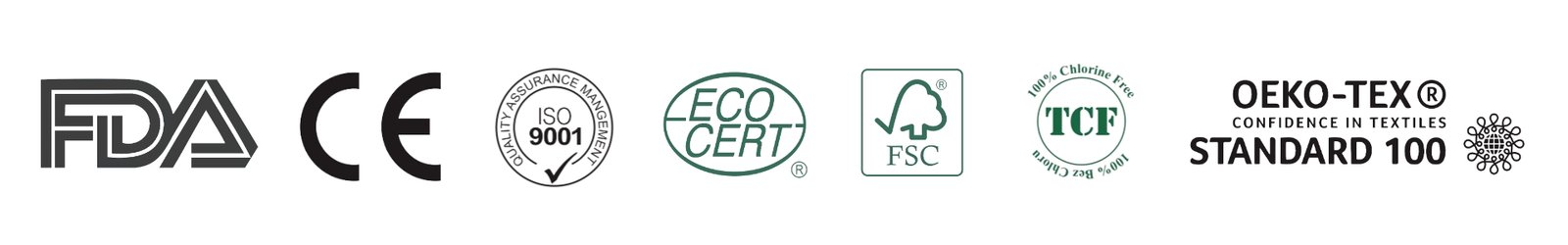 FDA-, ISO-, CE-, FSC-, TCF- und ECOCERT-Zertifikate