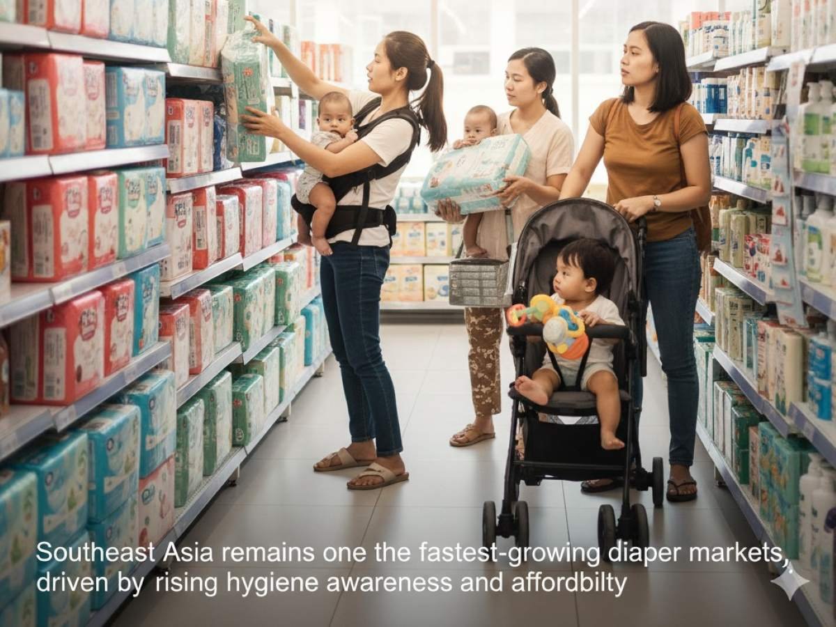 Юго-Восточная Азия остается одним из самых быстрорастущих рынков подгузников, что обусловлено повышением уровня гигиены и доступности.